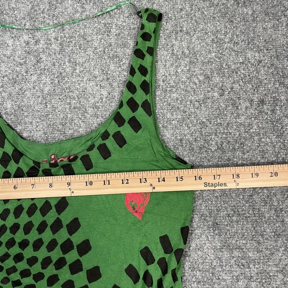 Desigual Tank Dress Size Large Assymetrical Hem Beaded Checkered Print Colorful - Picture 8 of 11